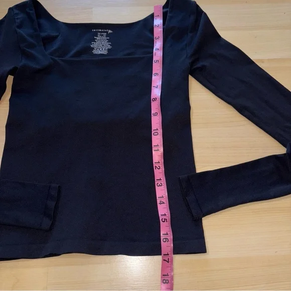 Free People Intimately Clean Line Black Long Sleeve Sz XS Square Neck Built Bra - Picture 7 of 11